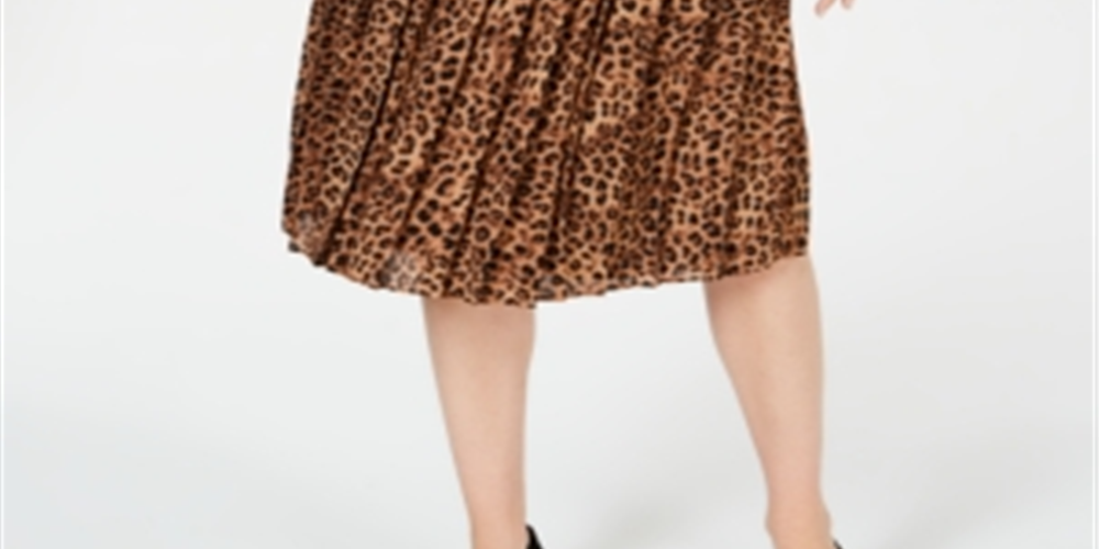 Charter Club Women's Animal Print Pleated Skirt Brown Size X-Small