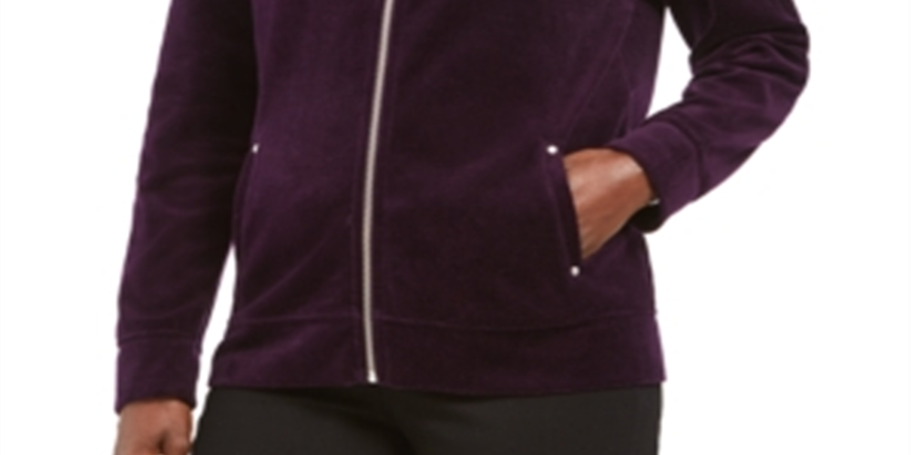 Karen Scott Women's Velour Zip Front Jacket Purple Size Petite S