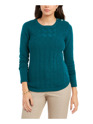 Charter Club Women's Cable Sweater Green Size XX-Large
