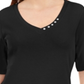 Karen Scott Women's Button Detail V Neck Top Black Size Medium