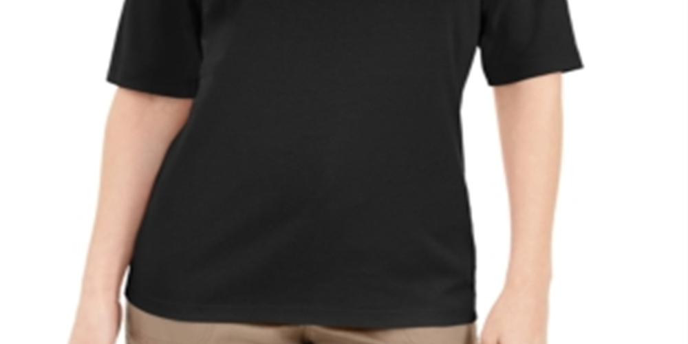 Karen Scott Women's Button Detail V Neck Top Black Size Medium