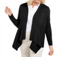 JM Collection Women's Mixed Ribbed Flyaway Cardigan Black Size Petite Small