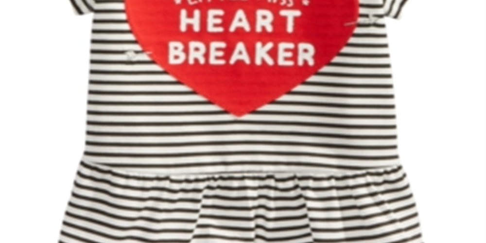 First Impressions Infant Girl's Striped Heartbreaker Print Cotton T-shirt White Size 12MOS