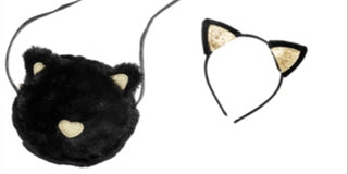 On the Verge Little & Big Girl's 2 Pc Cat Headband & Faux Fur Bag Set Black Size Regular