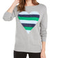 Maison Jules Women's Heart Print Metallic Sweater Gray Size X-Small