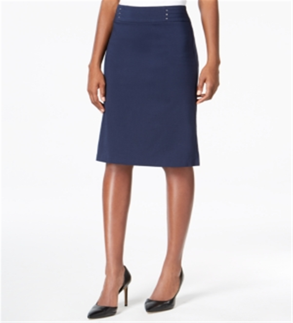 JM Collection Women's Rivet Waist A Line Skirt Blue Size XX-Large
