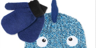 Fab Toddler Knit Shark Hat & Colorblocked Mittens Set Blue One Size