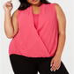 Alfani Women's Plus Surplice Top Pink Size 0X