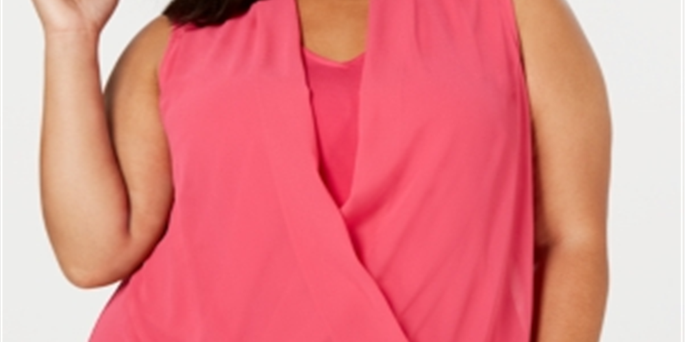 Alfani Women's Plus Surplice Top Pink Size 0X