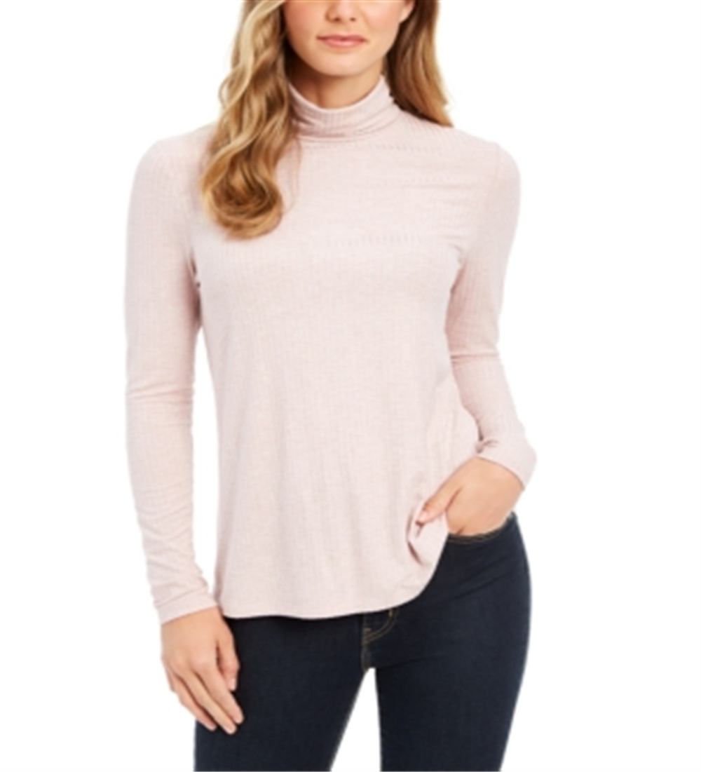 Charter Club Women's Heathered Turtleneck Pink Size Petite L