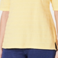 Charter Club Women's Cotton Texture Striped Elbow Sleeve Top Yellow Size Medium