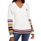 Tommy Hilfiger Women's Contrast Trim Embroidered Logo Pullover Sweater White Size X-Small