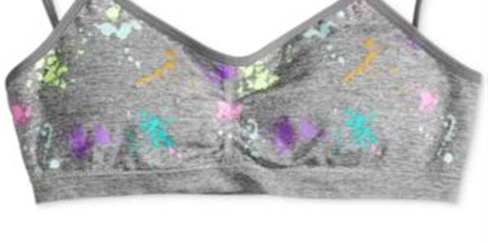 Maidenform Little & Big Girl's Splatter Print Seamless Crop Bra Gray Size Small