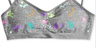 Maidenform Little & Big Girl's Splatter Print Seamless Crop Bra Gray Size Small
