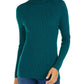 Style & Co Women's Striped Ribbed Turtleneck Top Green Size Small