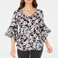 Alfani Women's Cord Inset Top Black Size -Petite S