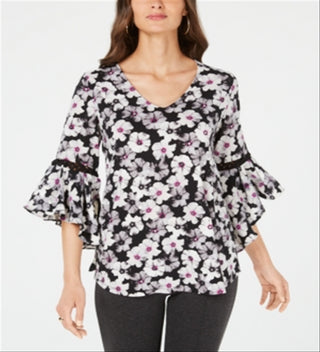 Alfani Women's Cord Inset Top Black Size -Petite S