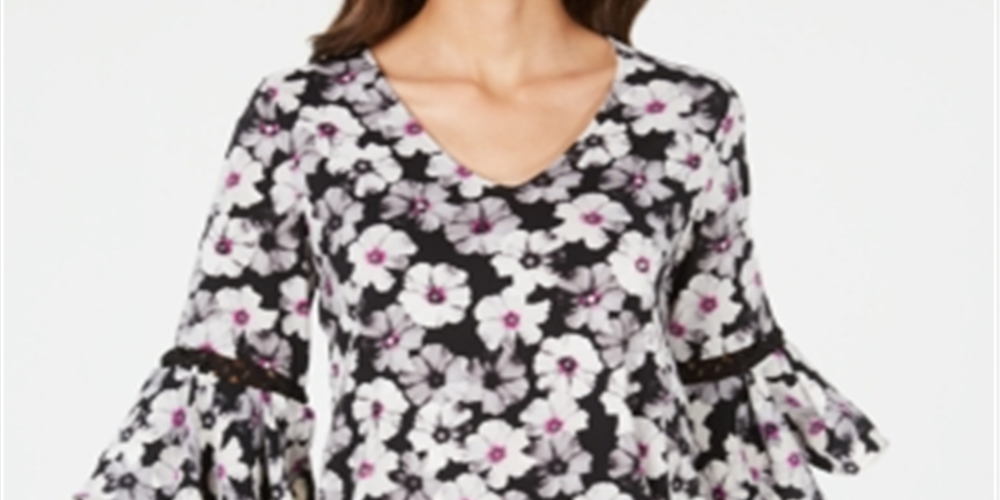 Alfani Women's Cord Inset Top Black Size -Petite S