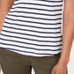 Charter Club Women's Cotton Crochet Striped Top White Size X-Small