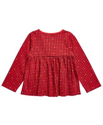First Impressions Baby Girl's Cotton Long Sleeve Check Ruffle T-Shirt Red Size 3-6MOS
