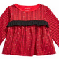 First Impressions Baby Girl's Cotton Long Sleeve Check Ruffle T-Shirt Red Size 3-6MOS