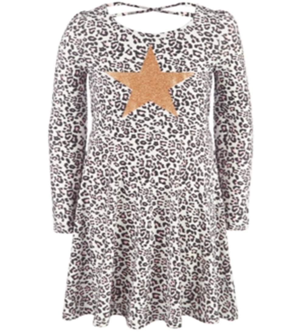 Epic Threads Toddler Girl's Snow Leopard Heart Dress White Size 4T