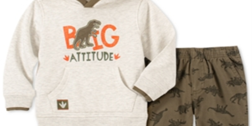 Kids Headquarters Baby Boy's 2 Pc Dinosaur Hoodie & Printed Jogger Pants Set Gray Size 3-6MOS