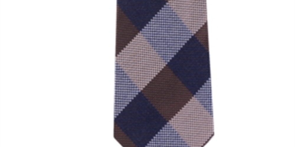 Tommy Hilfiger Men's Wool Blend Check Print Neck Tie Brown Size Regular