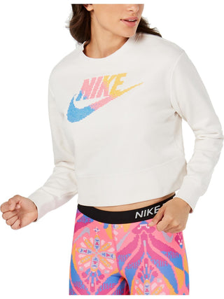 Nike Women's Logo Croped Sweatshirt White Size X-Small