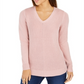 Charter Club Women's V Neck Ballet Ribbon Sweater Light Pink Size Petite S