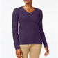 Karen Scott Women's Ribbed Knit Cotton Sweater Purple Size Petite Medium