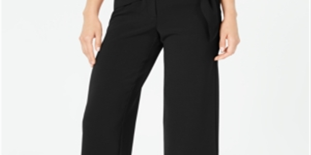 Alfani Women's Cropped Belted Culottes Black Size 16 Petite