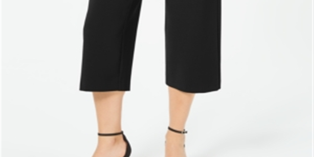 Alfani Women's Cropped Belted Culottes Black Size 16 Petite