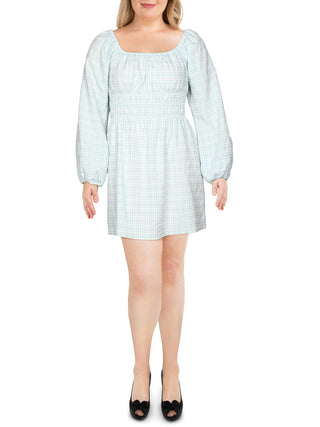 Leyden Women's Smocked Boho Mini Dress Blue Size Large