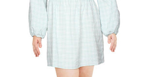 Leyden Women's Smocked Boho Mini Dress Blue Size Large