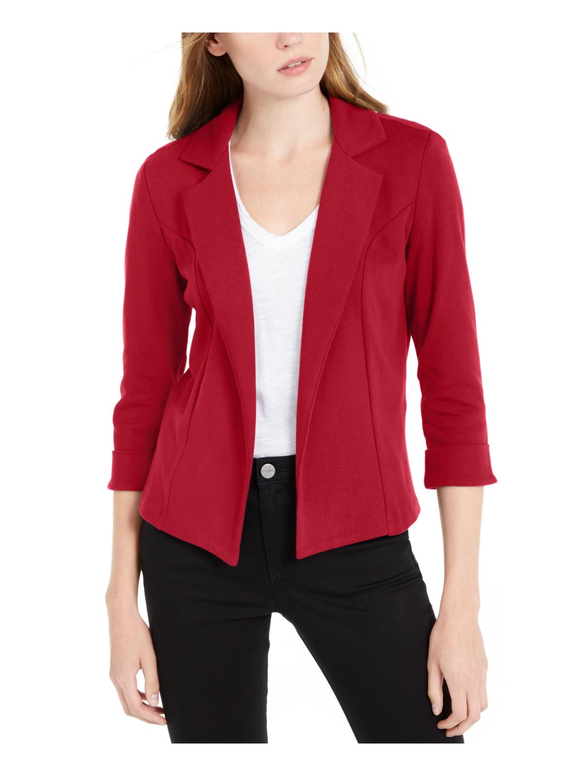Maison Jules Women's 3/4 Sleeve Knit Blazer Red Size X-Large