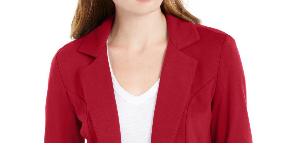 Maison Jules Women's 3/4 Sleeve Knit Blazer Red Size X-Large