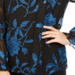 Alfani Women's Velvet Burnout Sheer Sleeve Top Blue Floral Size Medium