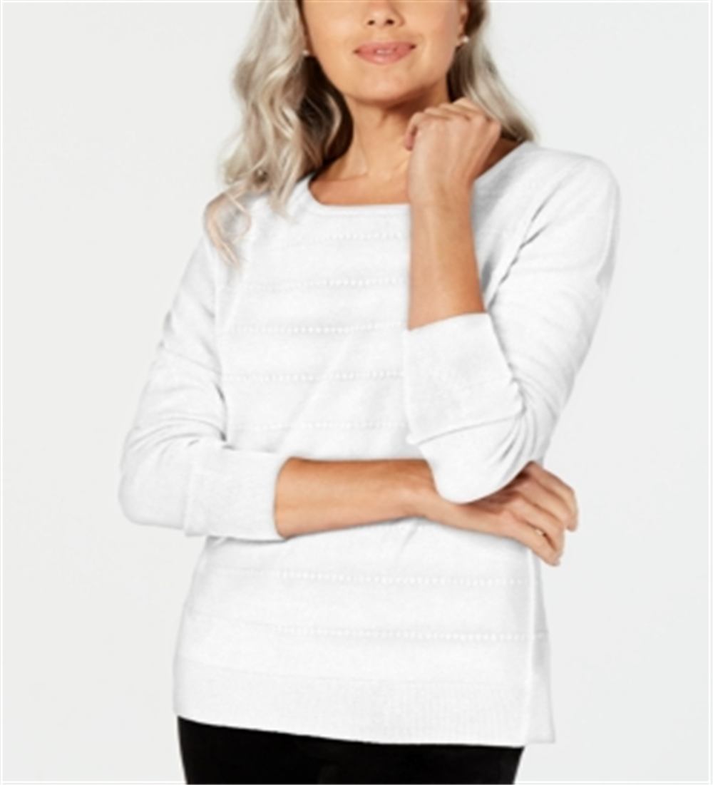 Karen Scott Women's Ottoman Stitch Sweater White Size Petite L