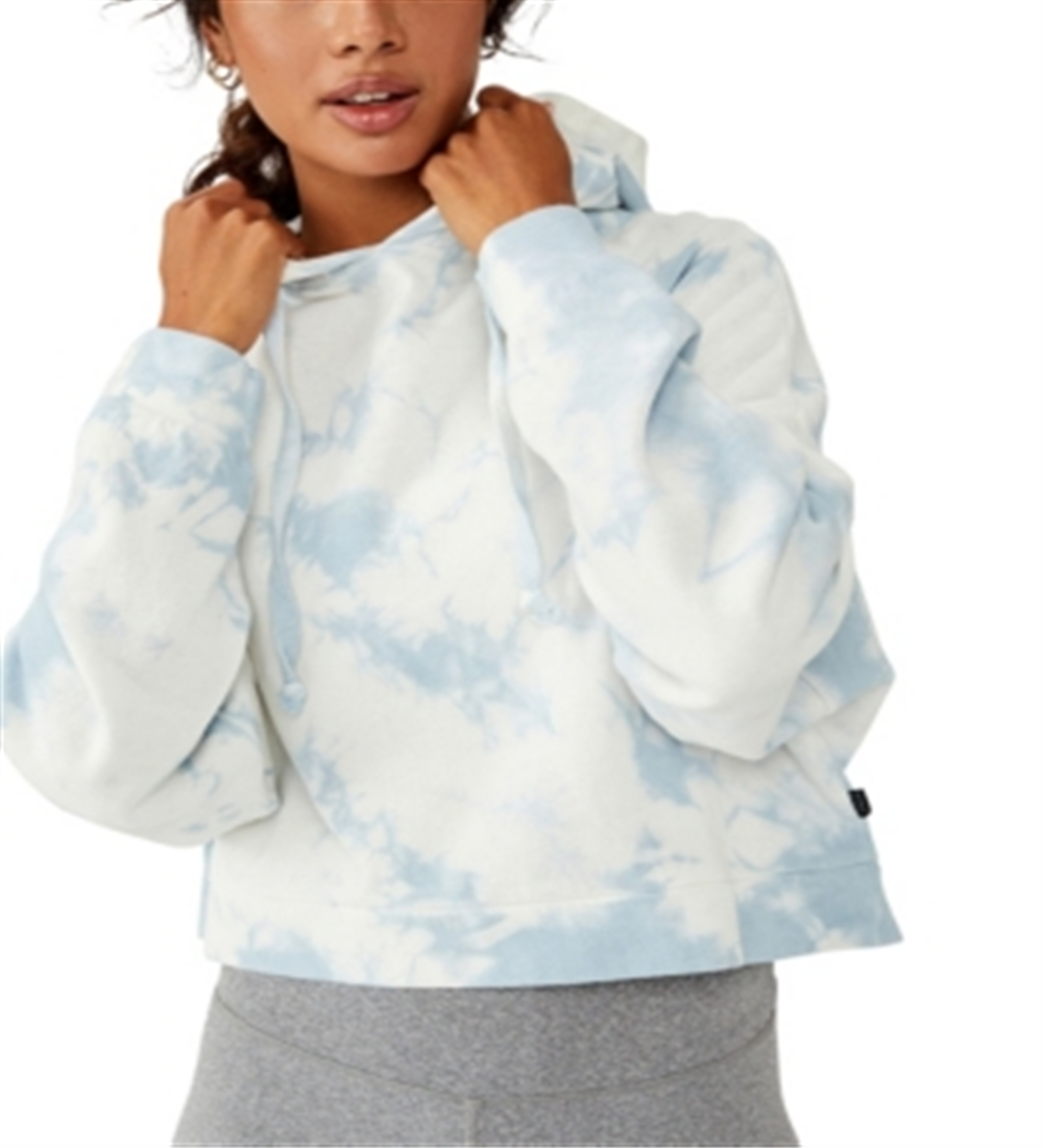 Cotton on Women's Cropped Fleece Hoodie Blue Size Large