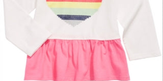 First Impressions Baby Girl's Cotton Rainbow Heart Peplum T-Shirt White Size 3-6MOS