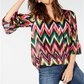 INC International Concepts Women's Zigzag Print Bell Sleeve Top Pink Size Petite S
