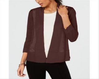 Alfani Women's Novelty Stitch Cardigan Brown Size Medium