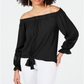 INC International Concepts Women's Off the Shoulder Top Black Size Large
