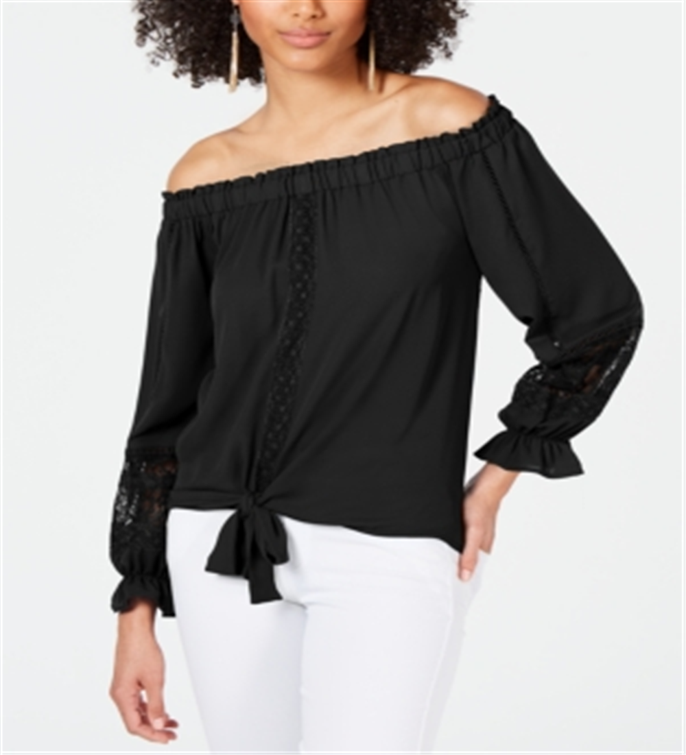 INC International Concepts Women's Off the Shoulder Top Black Size Large