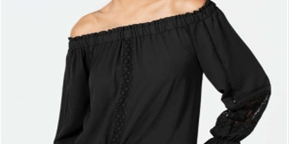 INC International Concepts Women's Off the Shoulder Top Black Size Large
