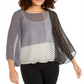 Alfani Women's Angel Sleeve Printed Top Black Multi Size Petite S