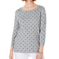 Karen Scott Women's Printed 3/4 Sleeve Sweater Gray Size Large