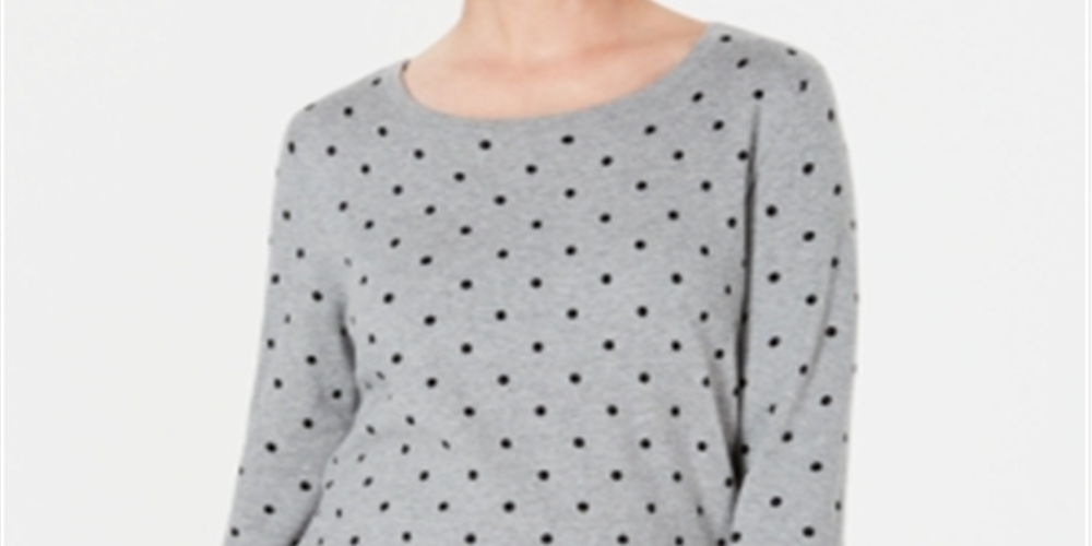 Karen Scott Women's Printed 3/4 Sleeve Sweater Gray Size Large