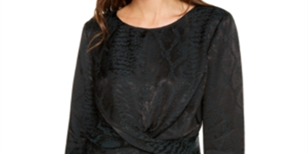 INC International Concepts Women's Snake Print Twist Front Top Green Snake Size X-Small